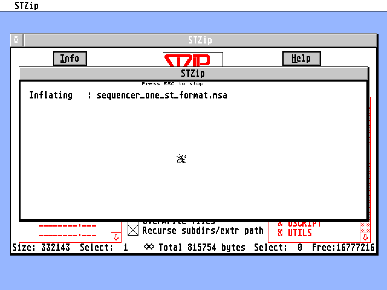 STZIP atari screenshot